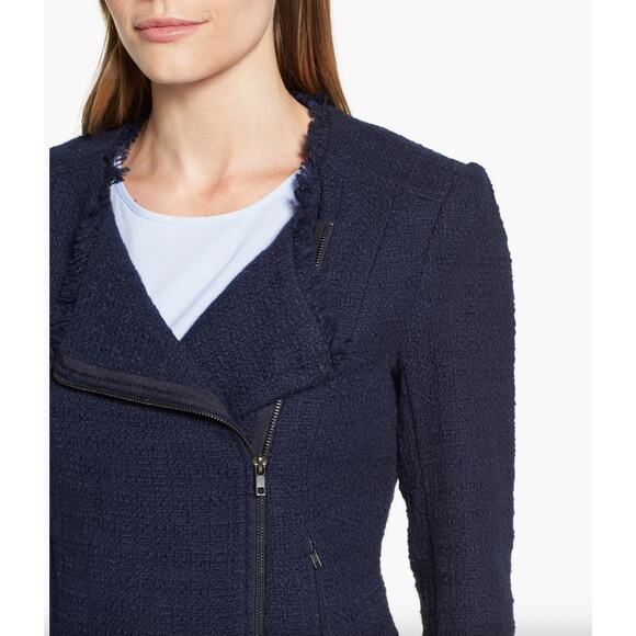 NWOT New Nordstrom Halogen Asymmetrical Zip Tweed Jacket Motorcycle Jacket - Picture 4 of 12